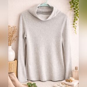 Ann Taylor Light Gray Cowl Neck Sweater